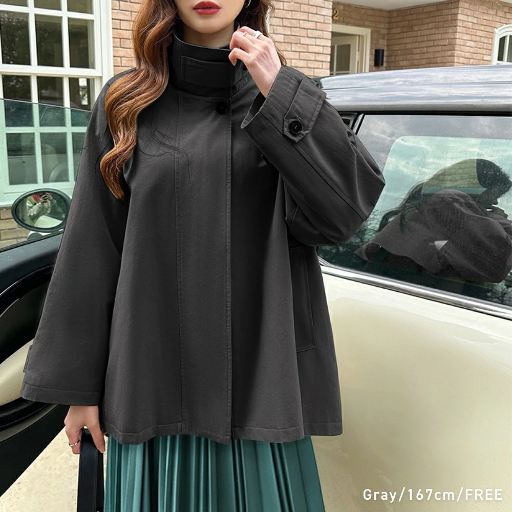 [ 即日発送]コート トレンチコート ミドル丈 Aライン スプリングコート レディース アウター スタンドカラー ライトアウター スタンドカラーコート オフィス オフィスカジュアル 通勤 ゆったり ト