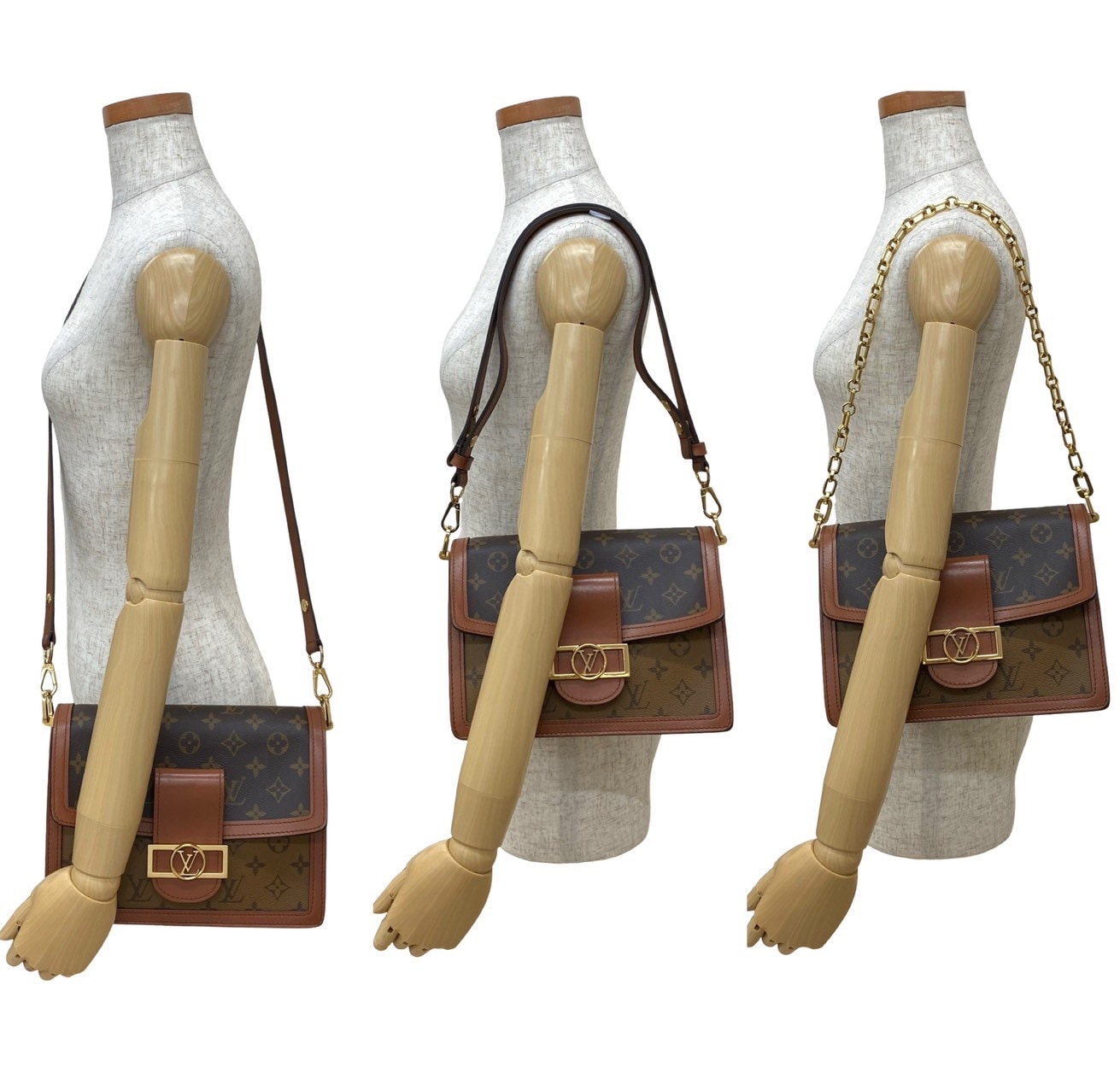 ドーフィーヌ モノグラムショルダーバッグ レザー PVC ブラウン 61-10 ドーフィーヌ モノグラムショルダーバッグ レザー PVC ブラウン 61-10