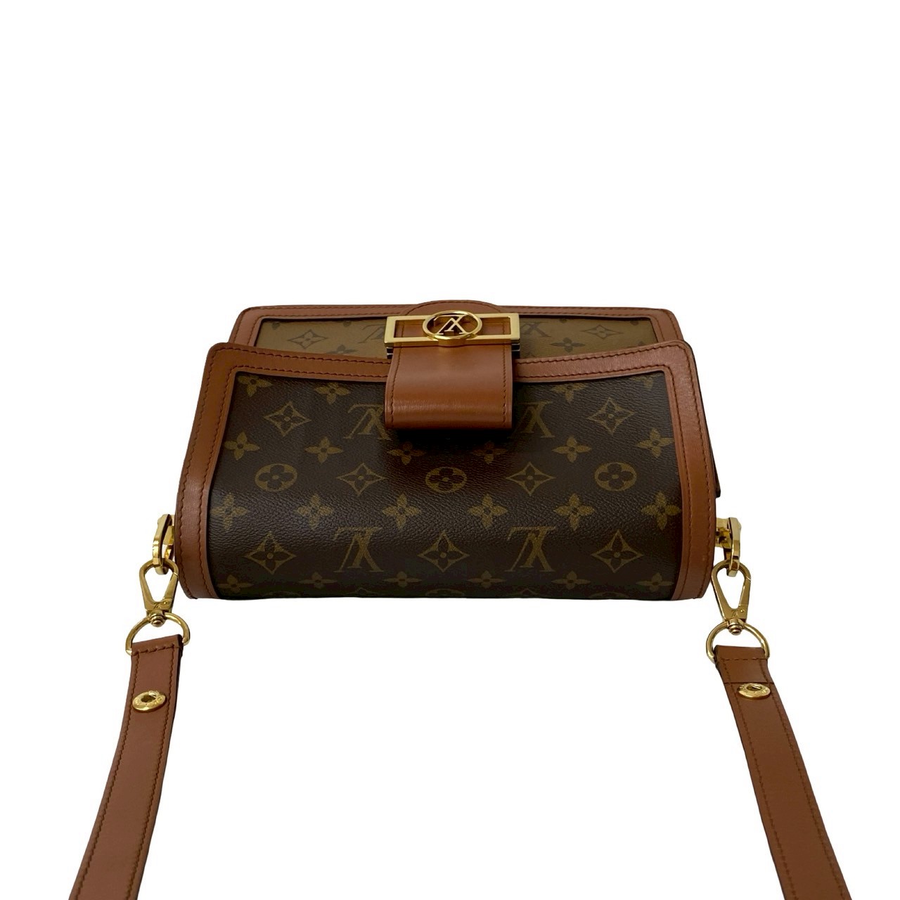 ドーフィーヌ モノグラムショルダーバッグ レザー PVC ブラウン 61-10 ドーフィーヌ モノグラムショルダーバッグ レザー PVC ブラウン 61-10