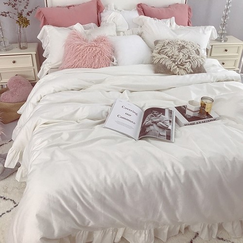 Sガーリーフリル ベ... : 寝具・ベッド・マットレス シンプル コットン 最新品