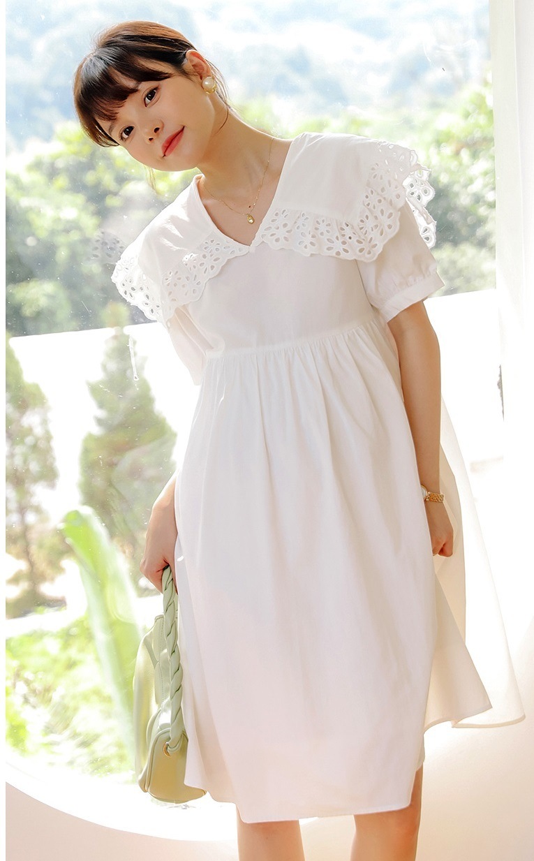 【日本未発売/送料無料】マタニティ ワンピース 大きめ襟 Vネック パンチングレース 【日本未発売/送料無料】マタニティ ワンピース 大きめ襟 Vネック パンチングレース