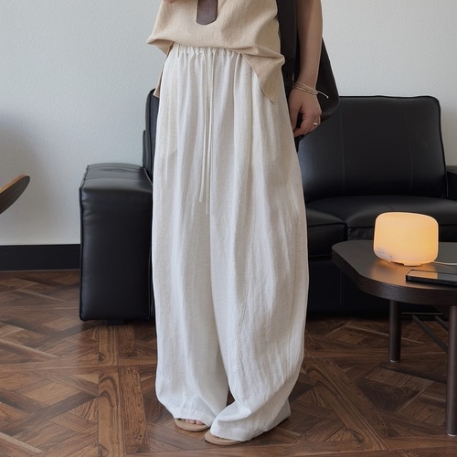 ナチュラルリネンテクスチャワイドパンツ ナチュラルリネンテクスチャワイドパンツ