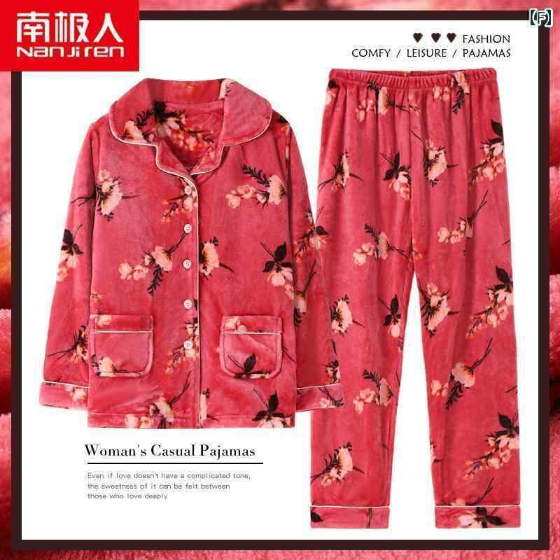 女性はサンゴのベルベット厚いフランネルのスーツのトラックスーツパジャマ秋と冬o 女性はサンゴのベルベット厚いフランネルのスーツのトラック