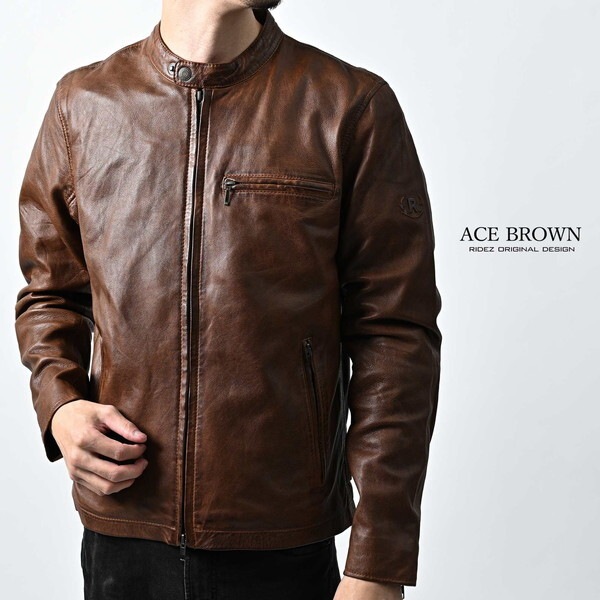RIDEZ ACE JACKET BROWN XL RLJ110 シングルライダースジャケット