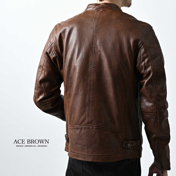 RIDEZ ACE JACKET BROWN XL RLJ110 シングルライダースジャケット