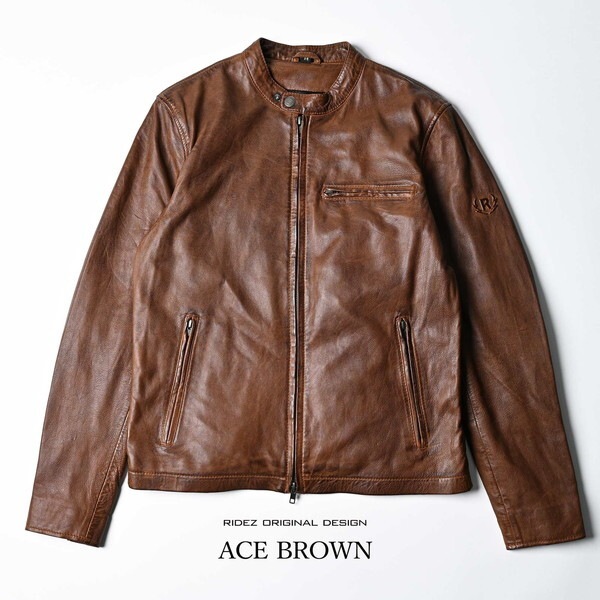 RIDEZ ACE JACKET BROWN XL RLJ110 シングルライダースジャケット