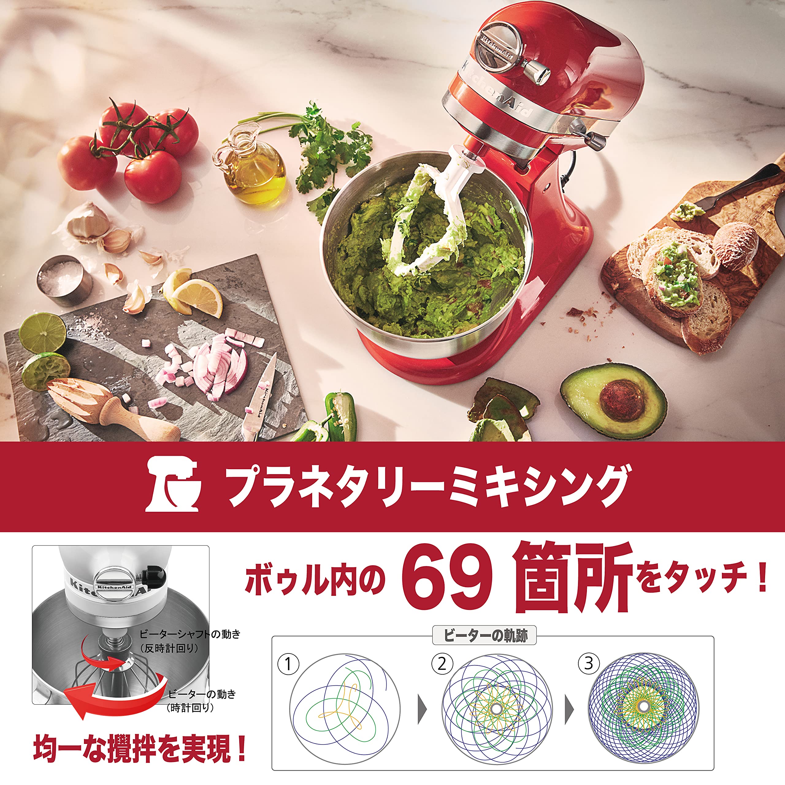 キッチンエイド(Kitchen Aid) KitchenAid 3.5QTスタンドミキサー フードグラインダー特別セット パッションレッド