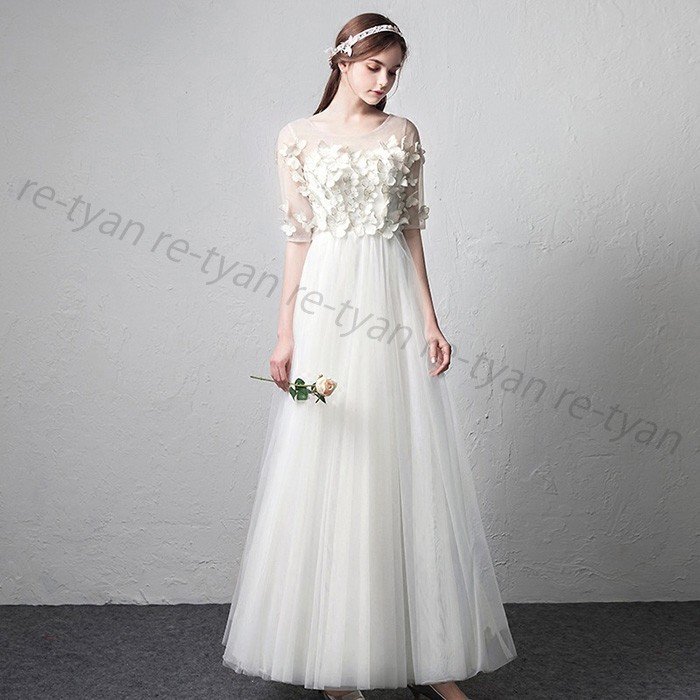 ウエディングドレス 白 二次会 チュール aライン 購入 格安 安い 前撮りドレス 披露宴 海外挙式