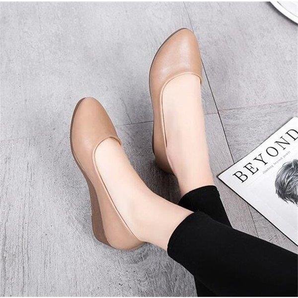 シューズ シンプル 春オペラパンプス レディース シューズ ローヒール 走れる ぺたんこ 痛くない ウエッジソール