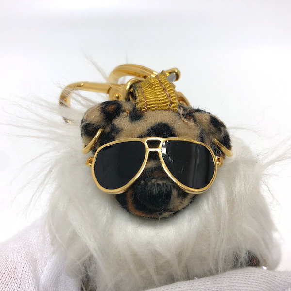 美品✨ プラダ テディベア キーホルダー レオパード スタッズ チャーム PRADA レオパード柄テディベアキーホルダー