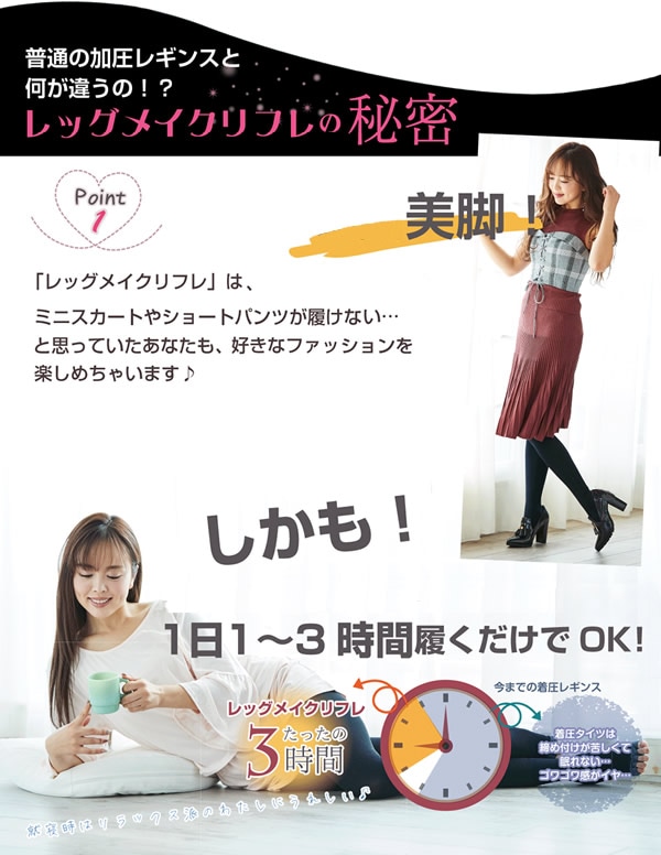 選べるおまけ付き着圧レギンス レッグメイクリフレ 3枚セット (送料