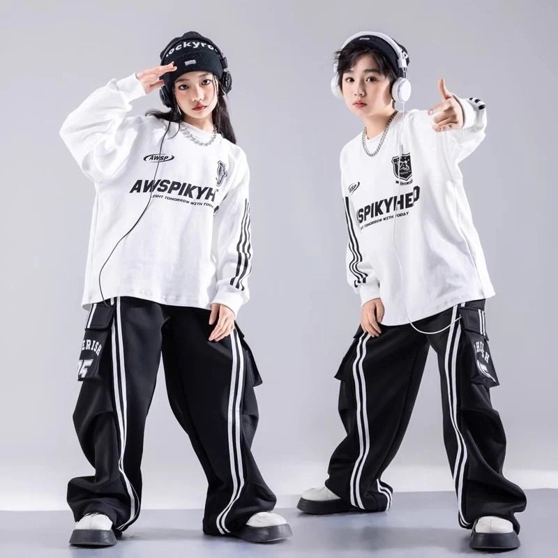 街のダンスの子供のファッション服の女の子のジャズダンスの服装の子供のヒップホップの風のスーツの男の子のhiphopのクールな格好の出演服