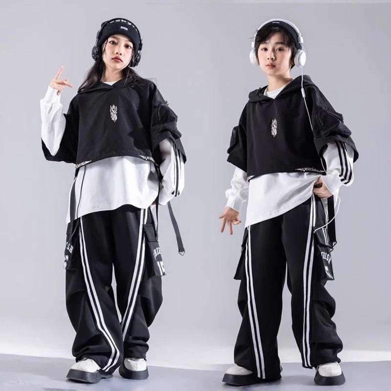街のダンスの子供のファッション服の女の子のジャズダンスの服装の子供のヒップホップの風のスーツの男の子のhiphopのクールな格好の出演服