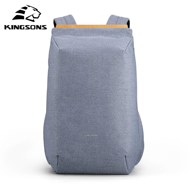納期1~3週間程：Kingsons-男性用防水盗難防止バックパックUSB充電付きラップトップバッグ15.6インチティーンエイジャー用スクールバッグ