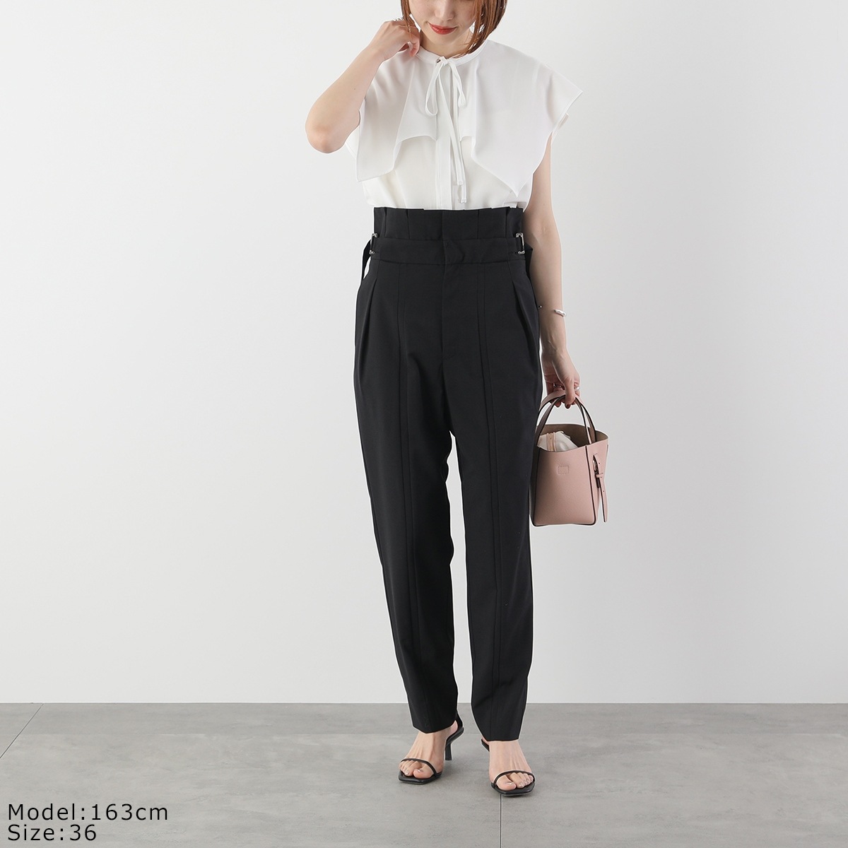 IORE イオレ スラックス FOLD PANTS フォールド IOR24AW-PT-001 レディース ハイウェスト プリーツ ベルト BLACK 【mega】 IORE イオレ スラックス FOLD PANTS フォールド IOR24AW-PT-001 レディース ハイウェスト プリーツ ベルト BLACK 【mega】