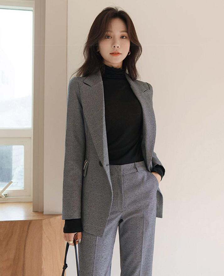 スーツセット レディース スーツ 2点セット　セットアップ ジャケット ズボン セレモニースーツ チェック　きれいめ フォマール ママ 面接 卒業式 入学式 通勤 OL　上品　大きいサイズ S M L