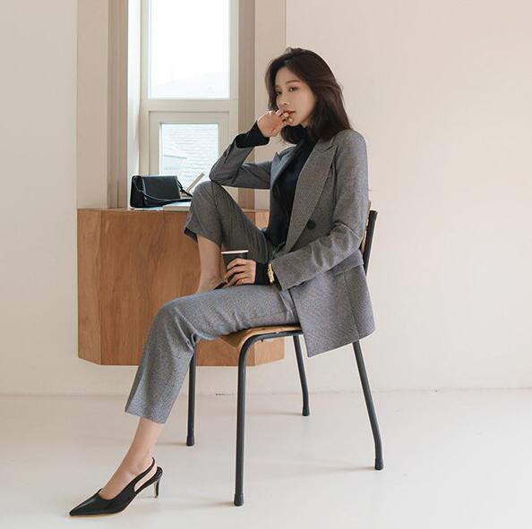 スーツセット レディース スーツ 2点セット　セットアップ ジャケット ズボン セレモニースーツ チェック　きれいめ フォマール ママ 面接 卒業式 入学式 通勤 OL　上品　大きいサイズ S M L