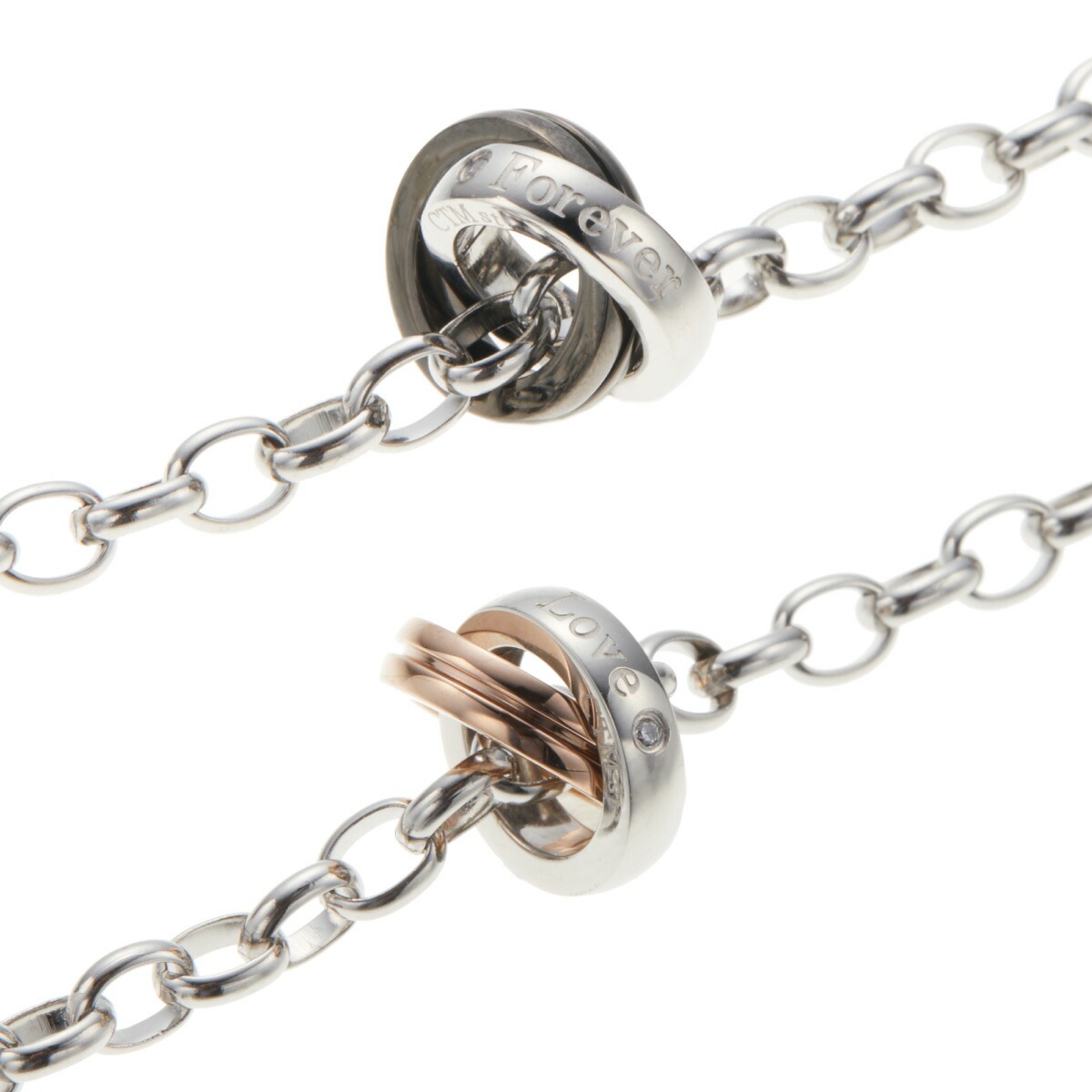 ペアブレスレット サージカルステンレス316L 金属アレルギー対応 2連リング シルバー レディース メンズ