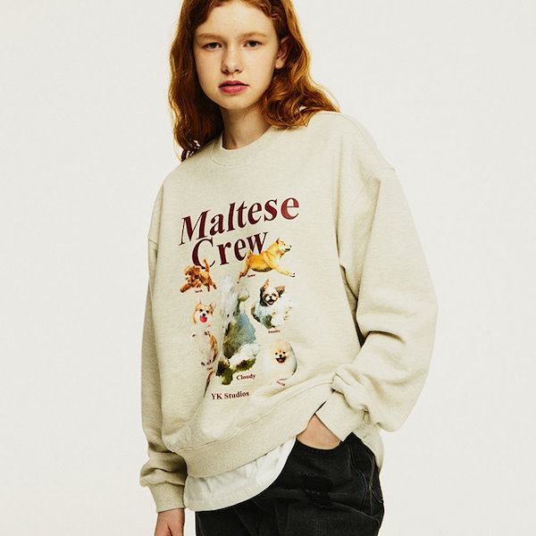 Wai Kei◆Maltese crew sweatshirts LE SSERAFIM着用 ☆LE SSERAFIM チェウォン 着用！！【WaiKei】Maltese crew