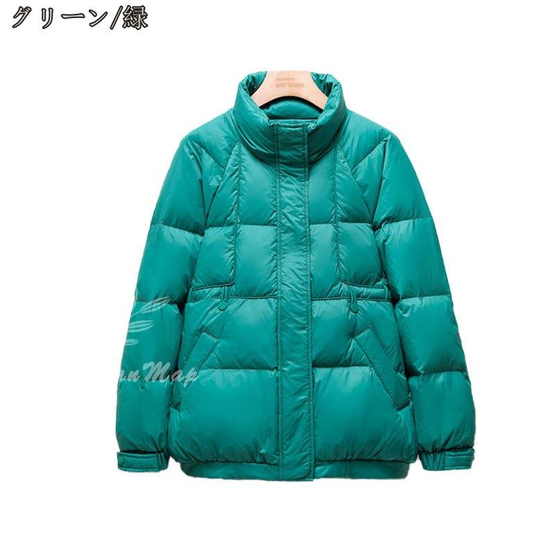ダウンコート ダウンジャケット レディース ショートコート 中綿コート ダウン スタンドカラー 冬服 長袖 厚手 防寒着 暖かい おしゃれ オシャレ アウター きれいめ 大きいサイズ 通勤 赤 ブラッ