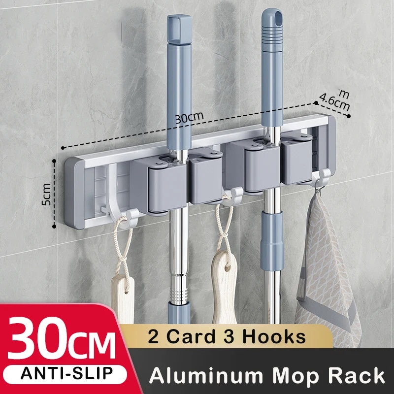 モップとほうきのホルダー,実用的なクリップ付きの収納ラック,省スペースのハンガー,収納ツール用のフック