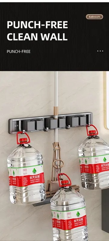 モップとほうきのホルダー,実用的なクリップ付きの収納ラック,省スペースのハンガー,収納ツール用のフック