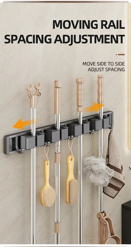 モップとほうきのホルダー,実用的なクリップ付きの収納ラック,省スペースのハンガー,収納ツール用のフック