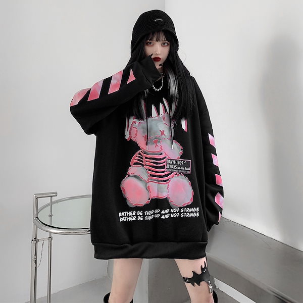 Qoo10] パーカー ピンク熊 アウター 病みか