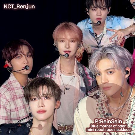 NCT, BND, SJ 着用] 블루 자개 미니 로봇 로프 네크리스