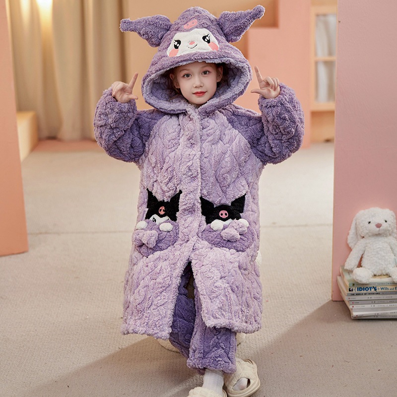 コーラルベルベット子供用厚手のパジャマセットロング女の子ナイトガウン冬用三層キルティングホーム服長児と女の子用 コーラルベルベット子供用厚手のパジャマセットロング女の子ナイトガウン冬用三層キルティングホーム服長児と女の子用