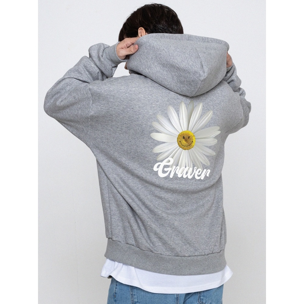 GRAVERバックデイジーフラワースマイルフード集業グレー