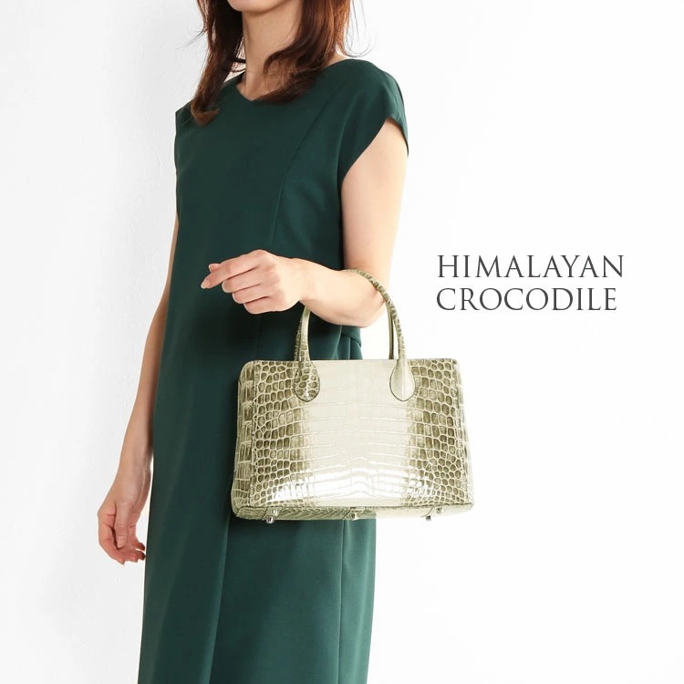 ヒマラヤクロコダイルレザーハンドバッグシャイニング加工 ヒマラヤクロコダイルレザーハンドバッグシャイニング加工