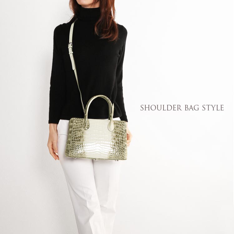 ヒマラヤクロコダイルレザーハンドバッグシャイニング加工 ヒマラヤクロコダイルレザーハンドバッグシャイニング加工