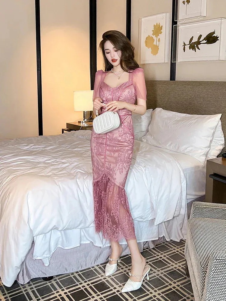夏 レース ワンピース ル マーメイド タイト 着痩せ パーティードレス キャバ 大人 同窓会 披露宴 卒業式 結婚式 演奏会 ウェディング 二次会 発表会
