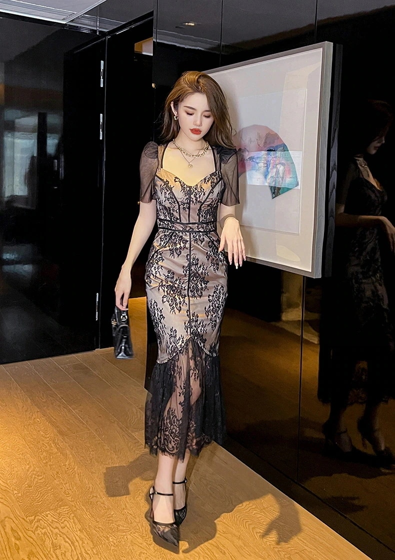 夏 レース ワンピース ル マーメイド タイト 着痩せ パーティードレス キャバ 大人 同窓会 披露宴 卒業式 結婚式 演奏会 ウェディング 二次会 発表会