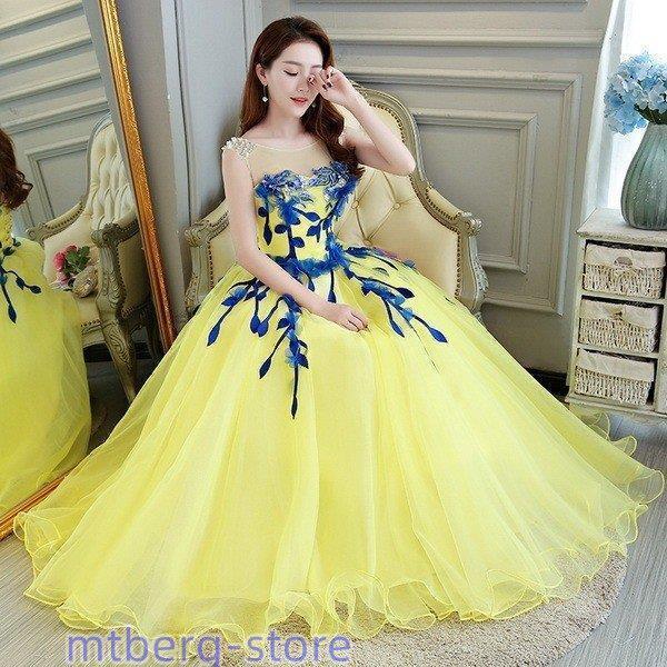 ドレス ウェドレス 可愛い花びら ウエドレス 演奏会 パイン 舞台衣装 エレ 露背 姫系 h385