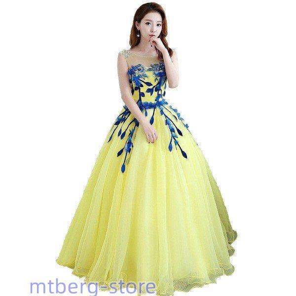 ドレス ウェドレス 可愛い花びら ウエドレス 演奏会 パイン 舞台衣装 エレ 露背 姫系 h385