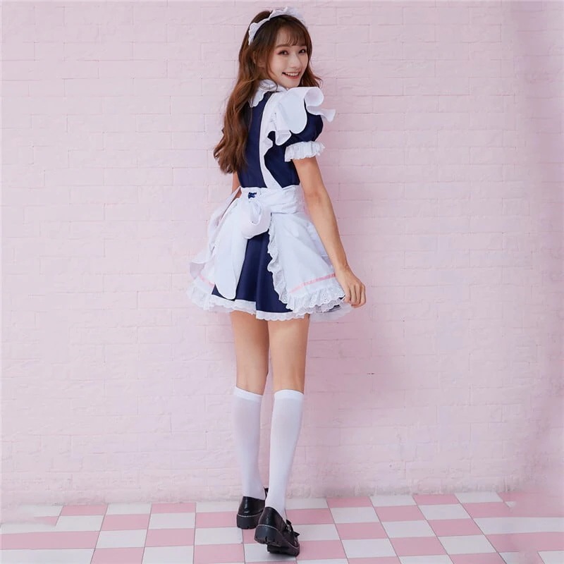 絶対可愛い リボン コスプレ メイド服 ボウタイ ワンピース