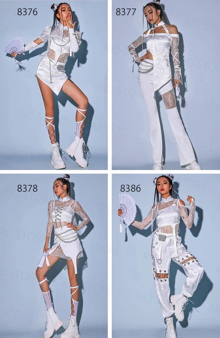 セクシー DS演出服 韓国ダンス衣装 ダンス セットアップ 白 黑 jazz