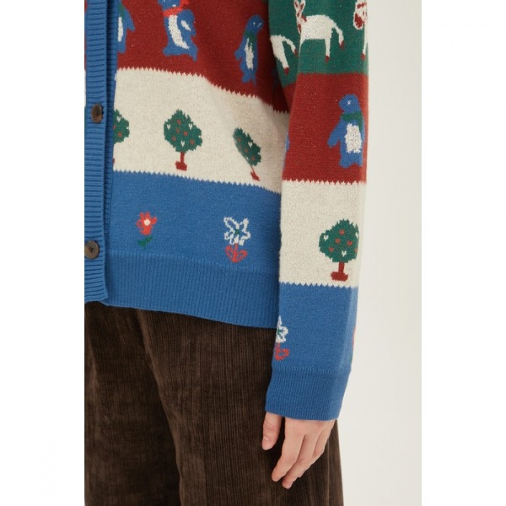 [ベネトン] ベネトン動物モチーフジャカードニットカーディガン BAKC59361_BL