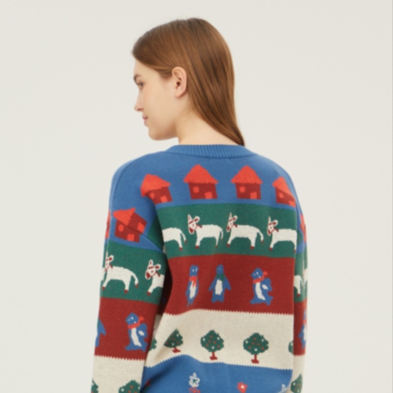 [ベネトン] ベネトン動物モチーフジャカードニットカーディガン BAKC59361_BL