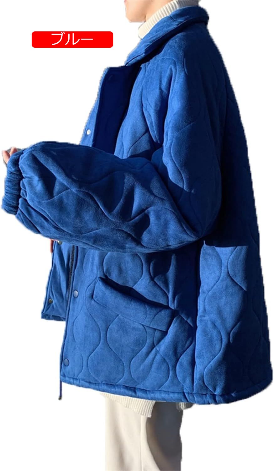 メンズ 冬服 中綿ジャケット 裏起毛 ボアフリース オーバーサイズ 防寒着 ブルゾン コート 折り襟 ポケット付き アウター 厚手 暖かい カジュアル ファッション 無地 通勤 通学