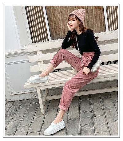 ハイウェストパンツ ロング丈 無地 コーデュロイ 大人可愛い きれいめ 秋冬 デート 女子会 くすみカラー ELSF0037 ハイウェストパンツ ロング丈 無地 コーデュロイ 大人可愛い きれいめ 秋冬 デート 女子会 くすみカラー ELSF0037