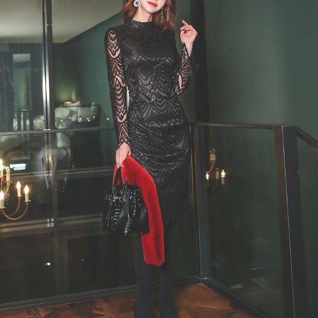 レースワンピース パーティー エレガント 結婚式 披露宴 二次会