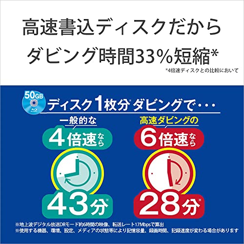 ソニー(SONY) ブルーレイディスク BD-R DL 50GB (1枚あたり地デジ約6時間) 1回録画用 11枚入り 6倍速ダビング対応 ケース付属 11BNR2VMPS6