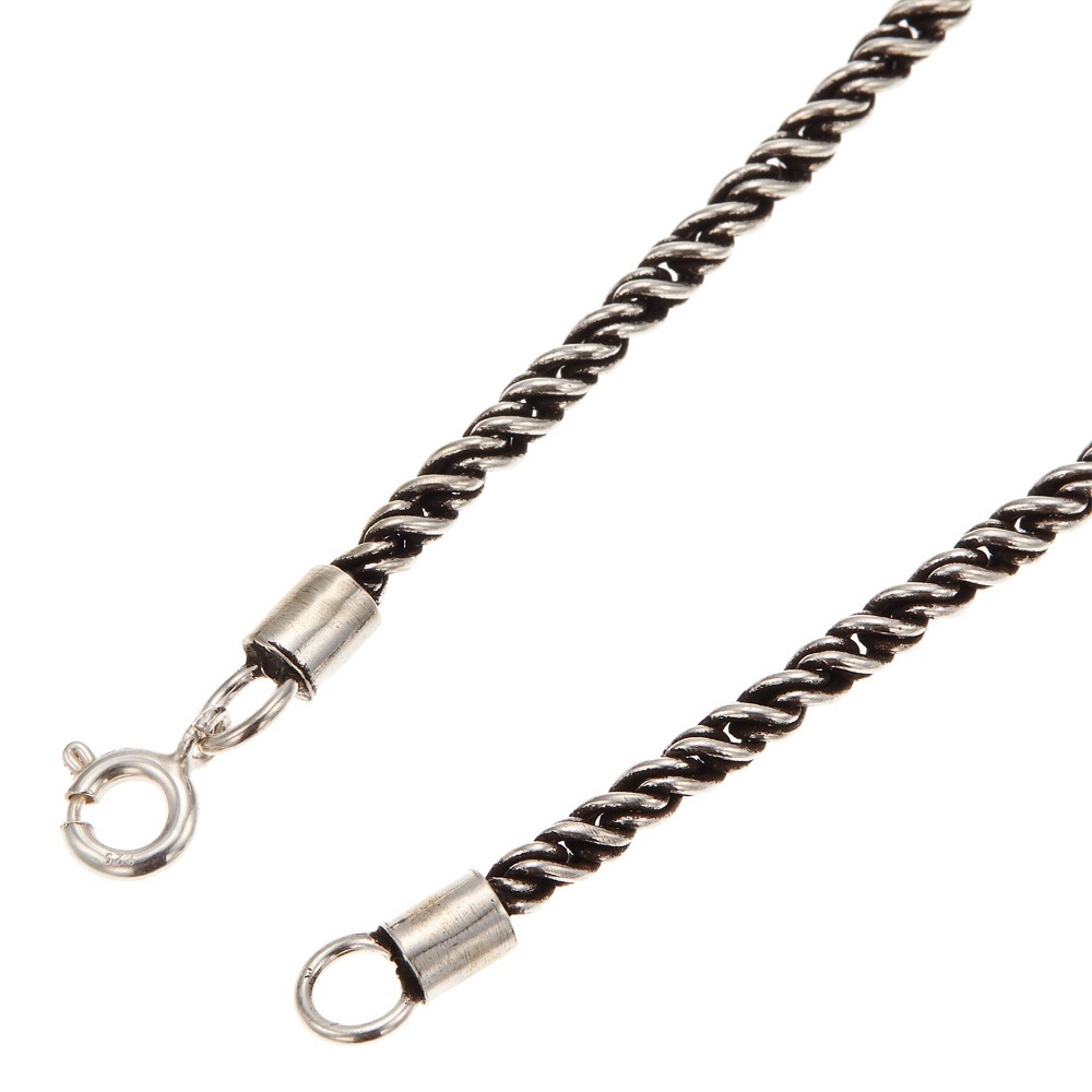ネックレス メンズ チェーンのみ シルバー925 ロープ 3mm 60cm 燻し加工 パイプロープ ネックレス メンズ チェーンのみ シルバー925 ロープ 3mm 60cm 燻し加工 パイプロープ