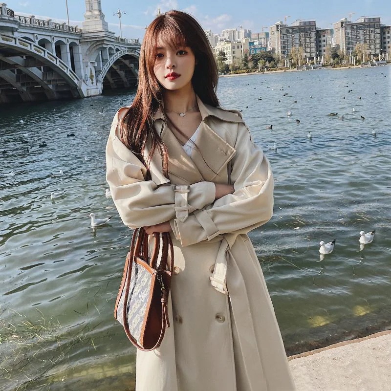 韓国☆大人トレンチ☆後ろ姿可愛い☆綺麗め☆コート☆OL☆ トレンチコート レディース アウター 春 秋 バイカラー コート