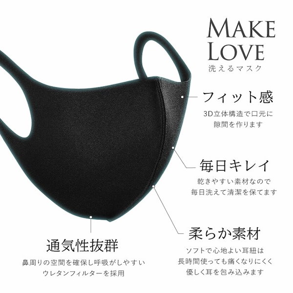 Qoo10] 黒マスク 洗えるマスク 10枚セット 個