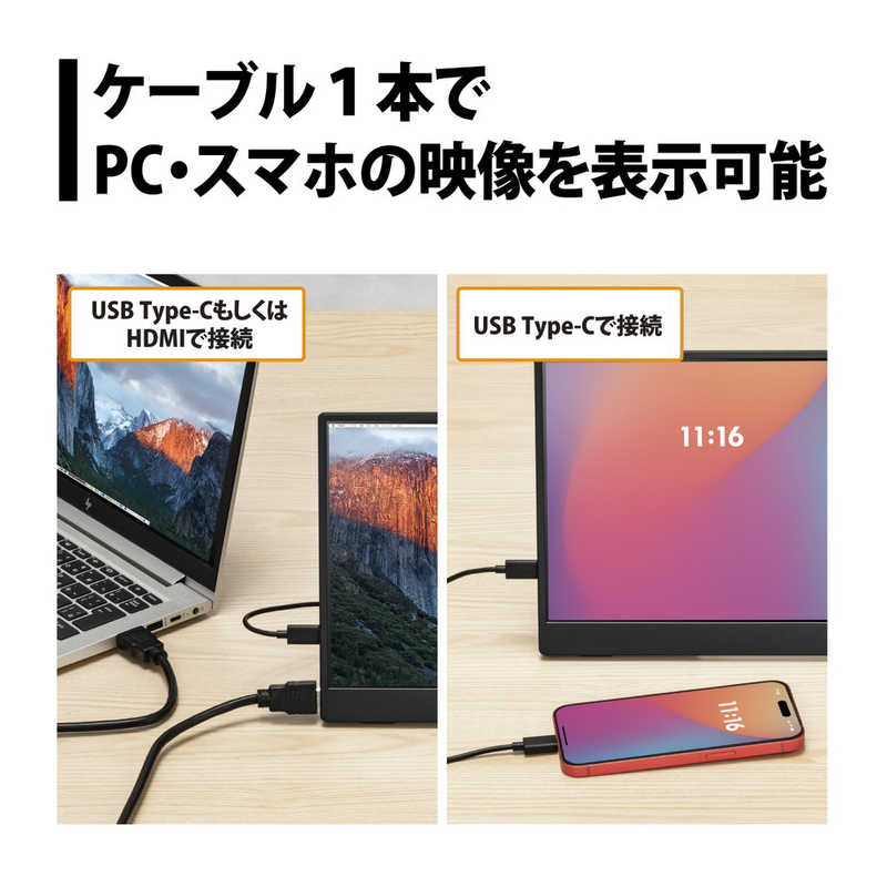 プリンストン　13.3型フルHDモバイルディスプレイ ［13.3型 / フルHD(1920×1080) / ワイド］　PTF-M133A