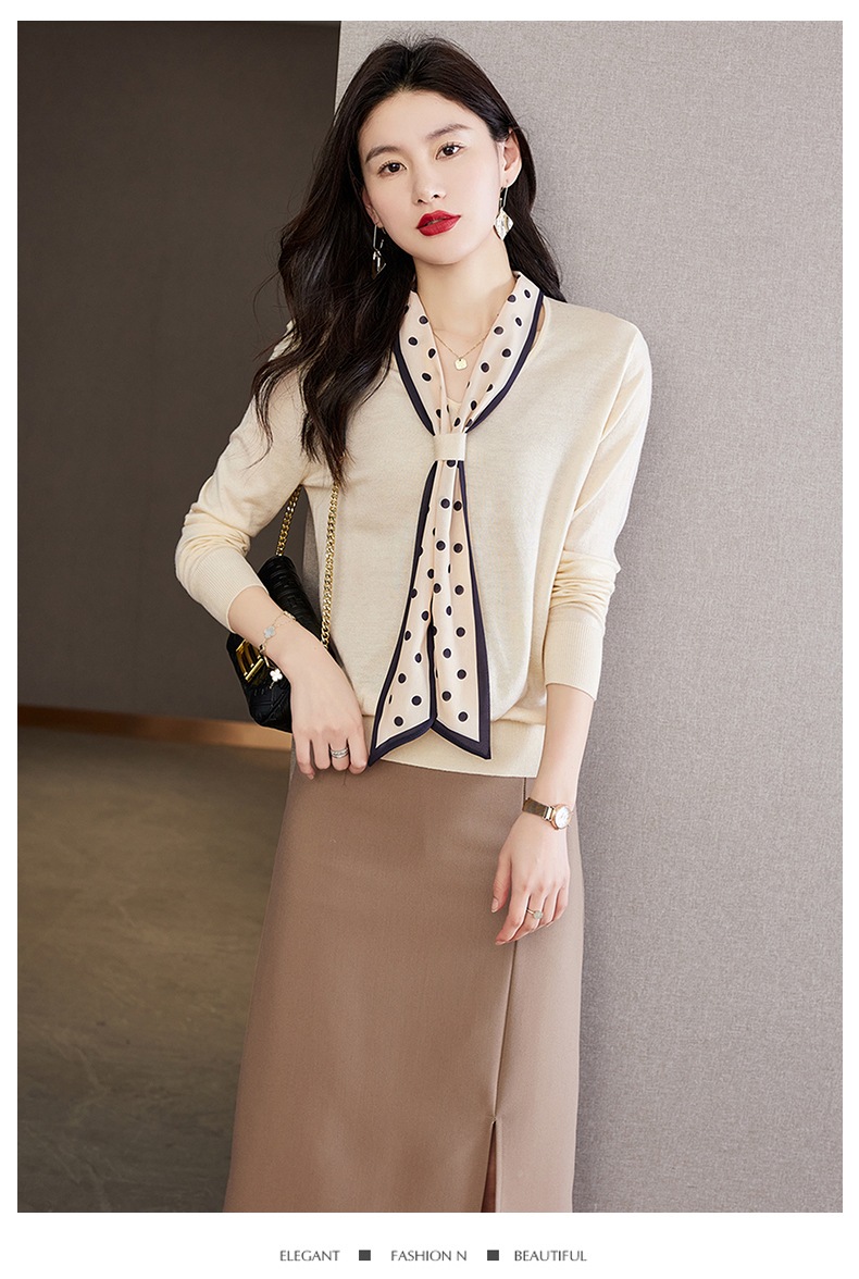 春 ライト スタイル Vネック 水玉リボン ショート ゆったり ボトムス セーター 長袖 レディース トップス ブラウン ベージュ ブラック M L XL XXL トップス 袖あり かわいい 春 ライト スタイル Vネック 水玉リボン ショート ゆったり ボトムス セーター 長袖 レディース トップス ブラウン ベージュ ブラック M L XL XXL トップス 袖あり かわいい
